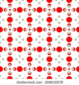 Seamless pattern, round shape in red and grey, abstract illustration.