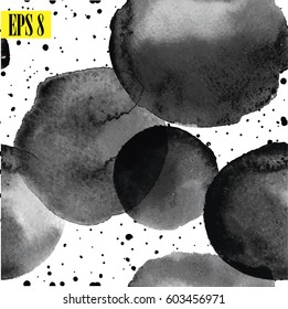 Seamless pattern with round spots of watercolor paint. Points, spots, splashes. Stylish background with a solid pattern.