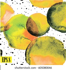 Seamless pattern with round spots of watercolor paint. Points, spots, splashes. Stylish background with a solid pattern.