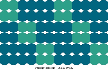 padrão sem costura com quadrados redondos, tom cinza verde azul e branco redonda bloco xadrez repita padrão, imagem repleta, design para impressão de tecido