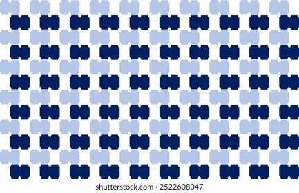 padrão sem costura com quadrados redondos, azul de dois tons e branco redonda bloco xadrez faixa horizontal padrão de repetição, imagem repleta, design para impressão de tecido