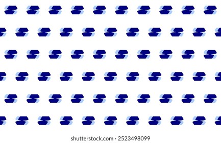 padrão sem costura com quadrados redondos, azul de dois tons e branco redonda bloco xadrez faixa horizontal padrão de repetição, imagem repleta, design para impressão de tecido