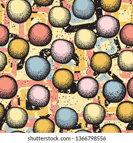 Seamless pattern. Round stones scattered over a multi-color background.