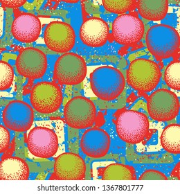 Seamless pattern. Round stones scattered over a multi-color background.