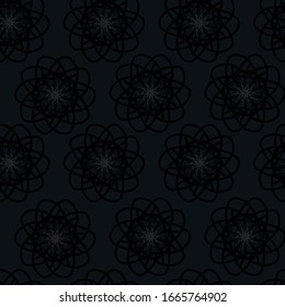 seamless pattern. round symmetric black-gray pattern on a dark gray background