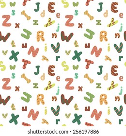 Seamless pattern with rounded alphabet letters