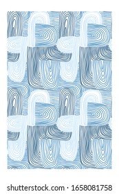 Seamless pattern with rounded blue lines. Repeating texture. Print for the cover of the book, postcards.