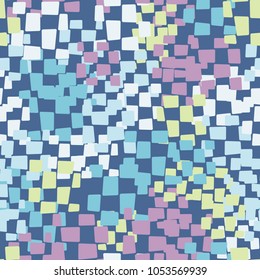 Seamless pattern of rounded quadrangles assembled into groups of chess structure. Unique camouflage for design work.