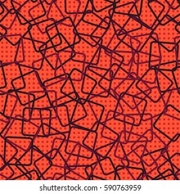 Seamless pattern. Rounded rectangles. Checkered background. Grungy textiles. Children's wallpaper. Random order. Colourful chaos.