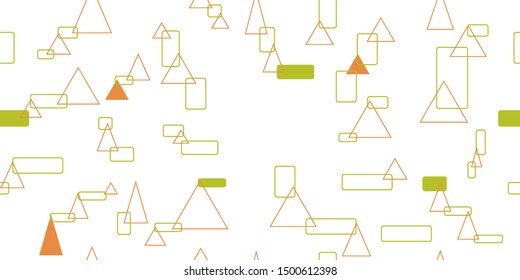 Seamless pattern from rounded rectangles and triangles. Vector illustration. Isolated elements on a white background.