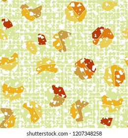 Seamless pattern. Rounded shabby heptagons abstract background texture.
