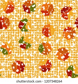 Seamless pattern. Rounded shabby heptagons abstract background texture.