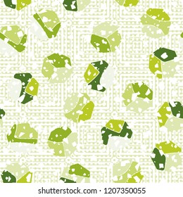 Seamless pattern. Rounded shabby heptagons against the background of concentric squares.