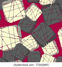Seamless pattern. Rounded squares cut into pieces.