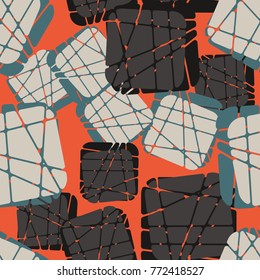Seamless pattern. Rounded squares cut into pieces.