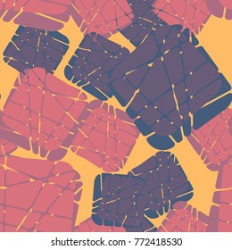 Seamless pattern. Rounded squares cut into pieces.