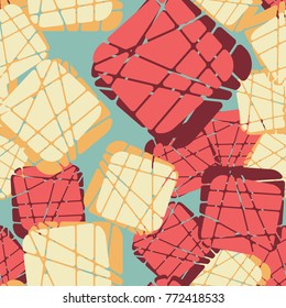 Seamless pattern. Rounded squares cut into pieces.