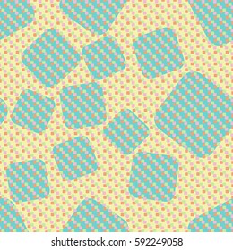 Seamless pattern. Rounded squares. Grungy textiles. Children's clothing. Simple background. Nice wallpaper. Flat. Cartoon.

