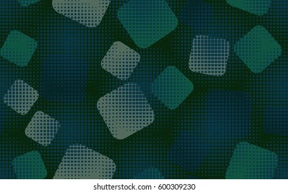 Seamless pattern. Rounded squares. Halftone transparent spheres. Grunge image. Children's textiles Fashion camouflage. Flat. Cartoon. Abstraction.