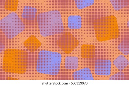 Seamless pattern. Rounded squares. Halftone transparent spheres. Grunge image. Children's textiles Fashion camouflage. Flat. Cartoon. Abstraction.