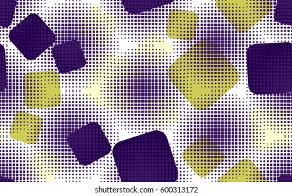 Seamless pattern. Rounded squares. Halftone transparent spheres. Grunge image. Children's textiles Fashion camouflage. Flat. Cartoon. Abstraction.
