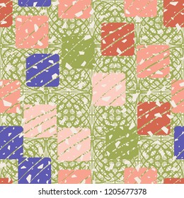 Seamless pattern with rounded squares on a lace background. With the ability to edit.