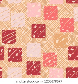 Seamless pattern with rounded squares on a waffle background. With the ability to edit.