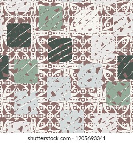 Seamless pattern with rounded squares on the background of abstract texture.