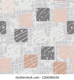 Seamless pattern. Rounded squares on the background of seven-pointed stars.