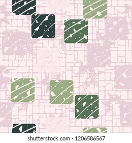 Seamless pattern. Rounded squares on the background of seven-pointed stars.