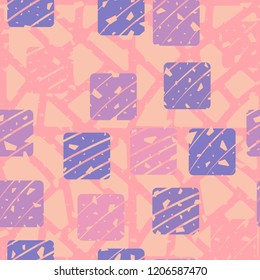 Seamless pattern. Rounded squares on the abstract grid background.