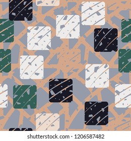 Seamless pattern. Rounded squares on the abstract grid background.