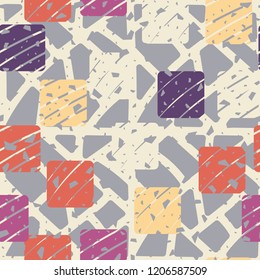 Seamless pattern. Rounded squares on the abstract grid background.