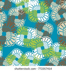 Seamless pattern. Rounded squares with an openwork pattern inside.