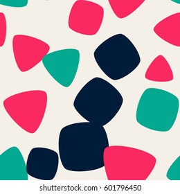 Seamless pattern with rounded squares and triangles