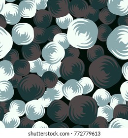 Seamless pattern. Rounded squares with a two-color vortex inside. Texture of five colors.