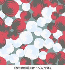 Seamless pattern. Rounded squares with a two-color vortex inside. Texture of five colors.