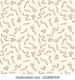 Seamless pattern with Roundworm Helminth - vector concept linear background