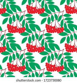 Robuste Musterbeeren und grüne Blätter auf weißem Hintergrund, Vektorgrafik