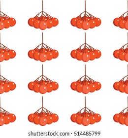Seamless pattern with rowan berries. Vector illustration on white background.