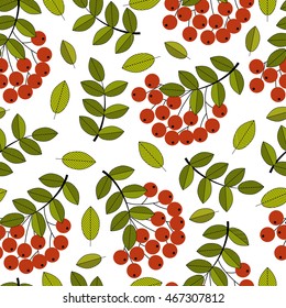 Seamless pattern with rowan.Colorful vector print.Textile texture