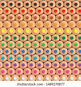 Seamless pattern with rows of colored pencils. Vector colored background.