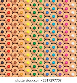 Seamless pattern with rows of colored pencils. Vector colored background.