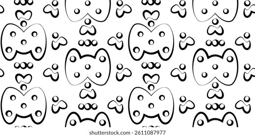 Seamless pattern rows isolated isolated rounded polka dot shapes. Vector editable infinite pattern. Repeating elements in infinite png background for textile, fabric, coloring, wrapping paper