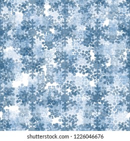 Seamless pattern. Rows of snowflakes and winter camouflage.