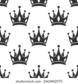 Seamless pattern of royal crowns. Silhouettes of crowns on a white background. Print, textile, wallpaper