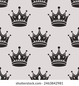 Seamless pattern of royal crowns. Silhouettes of crowns on a white background. Print, textile, wallpaper
