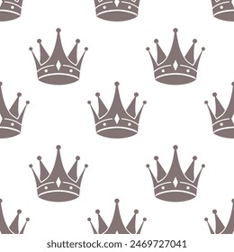 Seamless pattern of royal crowns. Silhouettes of crowns on a white background. Print, textile, wallpaper