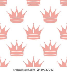 Seamless pattern of royal crowns. Silhouettes of crowns on a white background. Print, textile, wallpaper
