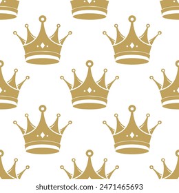 Seamless pattern of royal crowns. Silhouettes of crowns on a white background. Print, textile, wallpaper